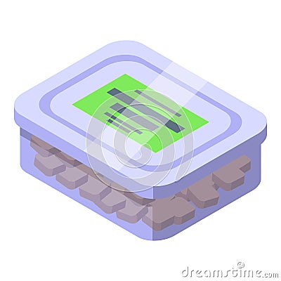 Bread crouton box icon isometric vector. Cube nutrition snack Vector Illustration