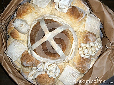 Bread, decorated artistic. Stock Photo