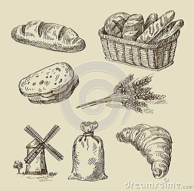 Bread doodle Vector Illustration