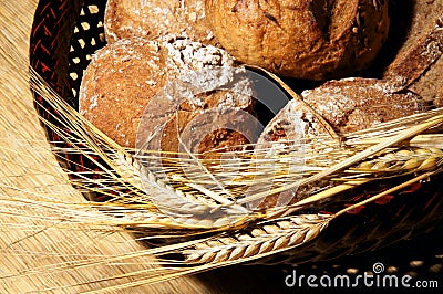 Bread and ears of barley Stock Photo