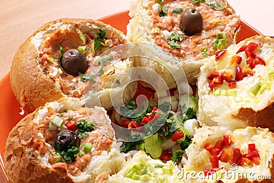 Bread filled with cheese Stock Photo