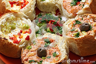Bread filled with vegetables Stock Photo