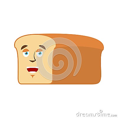 Bread happy Emoji. piece of bread laughs emotion isolated Vector Illustration