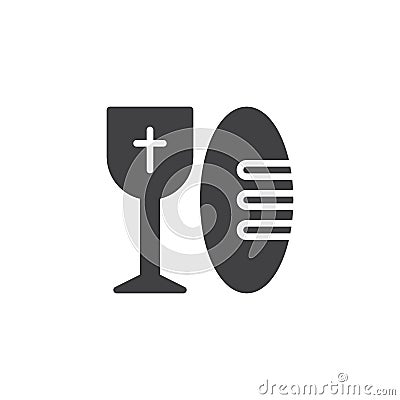 Bread and holy wine cup vector icon Vector Illustration