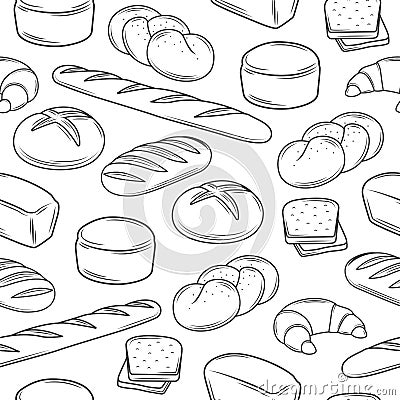 Bread illustrations seamless pattern Vector Illustration