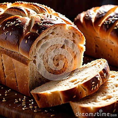 Bread, loaf of freshly baked bread, food meal staple Stock Photo
