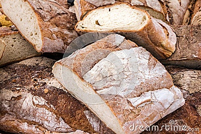 Bread loaf, white, homemade, food background Stock Photo