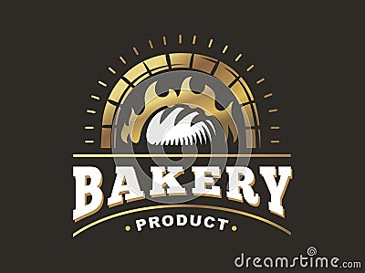 Bread logo - vector illustration. Bakery emblem on black background Vector Illustration