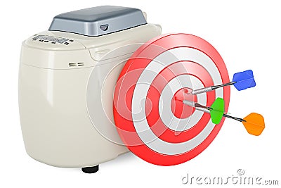 Bread making machine and target with arrows. 3D rendering Stock Photo