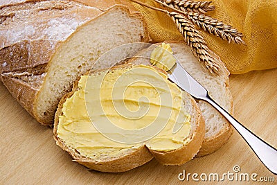 Bread With Margarine Stock Photo