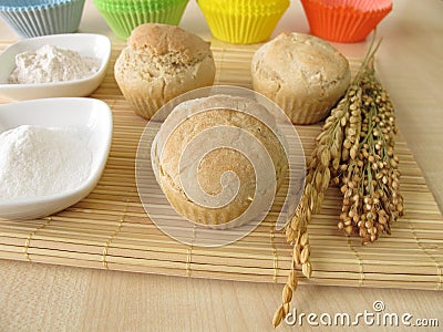 Bread muffins with spelt flour, millet flour, rice flour Stock Photo