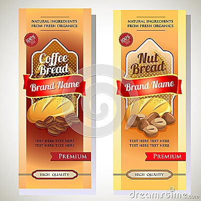 Bread nut coffee packaging Vector Illustration