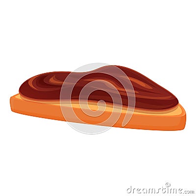 Bread piece chocolate paste icon, cartoon style Vector Illustration