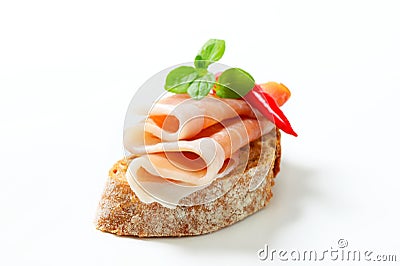 Bread with prosciutto Stock Photo