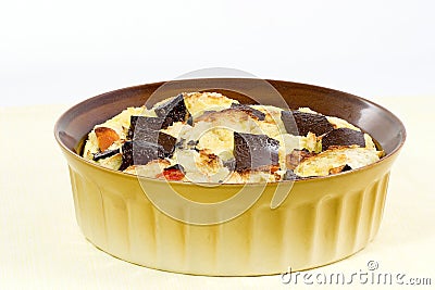 Bread pudding with chocolate Stock Photo