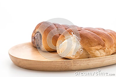 bread roll with cream Stock Photo