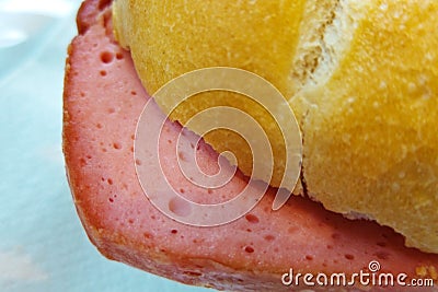 A bread roll with liver loaf Stock Photo
