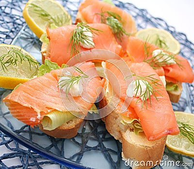 Bread with salmon fish Stock Photo
