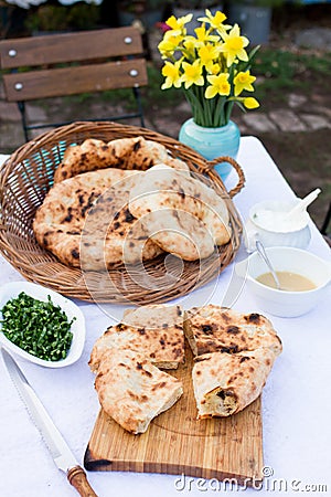 Bread scone, traditional hungarian food Stock Photo