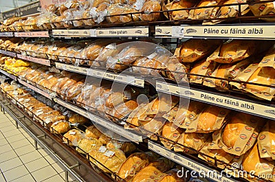 Bread shelf Editorial Stock Photo