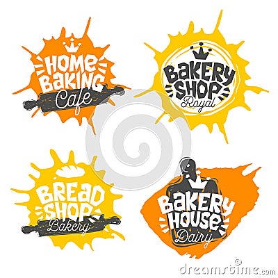 Bread shop, ,bakery, bakehouse home baking lettering logo label emblem design. Vector Illustration
