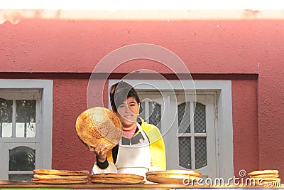 Bread shop in the Fergana valley, Uzbekistan Editorial Stock Photo