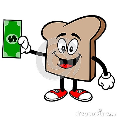 Bread Slice with a Dollar Vector Illustration