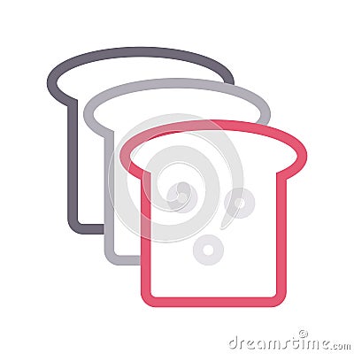 Bread slice thin color line vector icon Vector Illustration