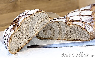 Sliced fresch traditional french bread Stock Photo