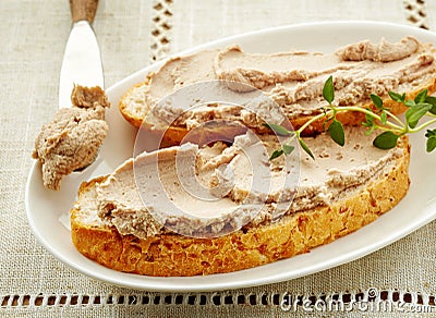 Bread slices with liver pate Stock Photo