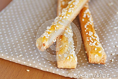 Bread sticks with cheese and sesame Stock Photo