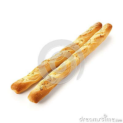 Bread sticks on white background_generative_ai Stock Photo