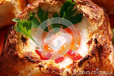 Bread stuffed with egg Stock Photo