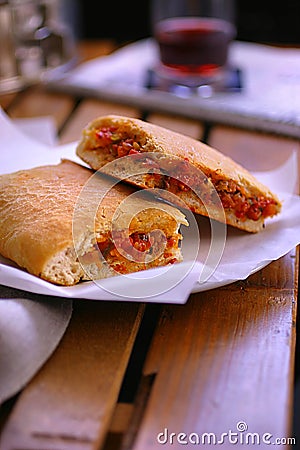 Bread stuffed with vegetable Stock Photo
