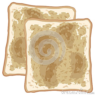 Bread Toast Slices Bakery Breakfast Top View Vector Illustration