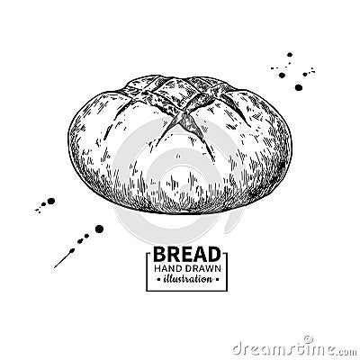 Bread vector drawing. Bakery product sketch. Vintage food Vector Illustration