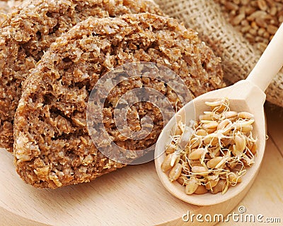 Bread from wheat sprouts and sprouted seeds Stock Photo