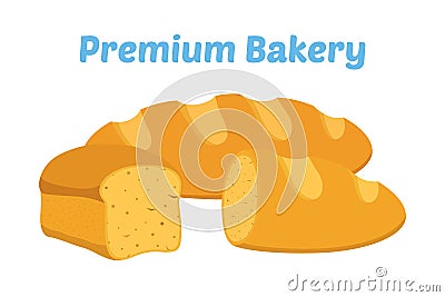 Bread, whole grain loaf, bakery, pastry. Cartoon flat style. Vector Vector Illustration