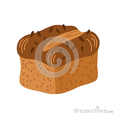 Bread. Whole grain, yeast baked bread. food sign. Ideal for cafe, restaurants, food shops and printing. Vector hand draw Vector Illustration