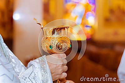 Bread, wine and bible for sacrament communion, prayer for wine Stock Photo