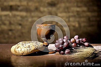 Bread and wine Stock Photo