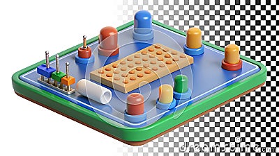 Breadboard electronic prototyping platform circuit design testing electronics component png transparent image Generative AI Stock Photo