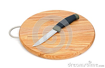 Breadboard and knife Stock Photo