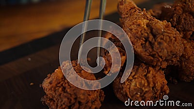 Breaded breast chicken baked in oven. Stock Photo