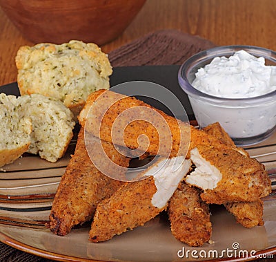 Breaded Chicken Strips Stock Photo