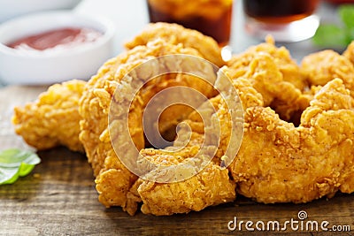 Breaded chicken tenders with ketchup Stock Photo