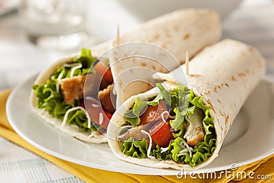 Breaded Chicken in a Tortilla Wrap Stock Photo