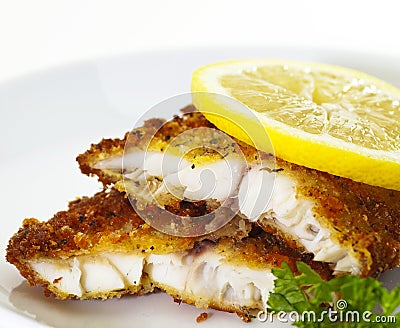 Breaded White Fish Stock Photo