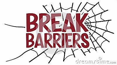 Break Barriers text with spider web, overcoming and resilience themes vector design Generative AI Vector Illustration