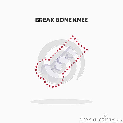 Break Bone Knee icon flat. Vector Illustration
